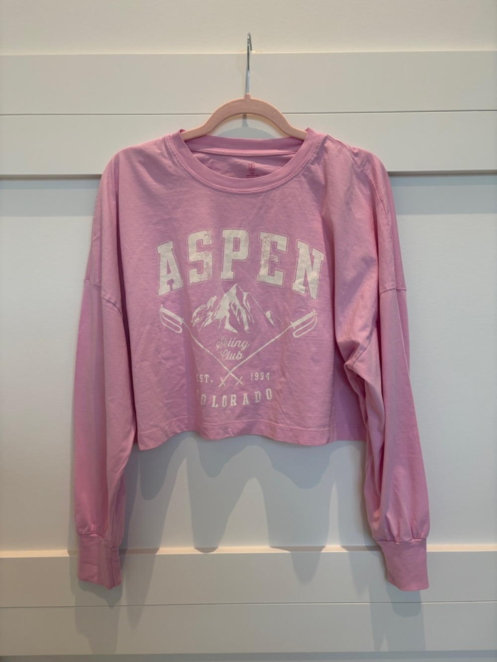 Aspen Graphic Cropped Sweatshirt - Light Pink